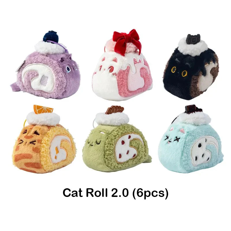 Christmas Carol Cat Swiss Roll Plush Pendant