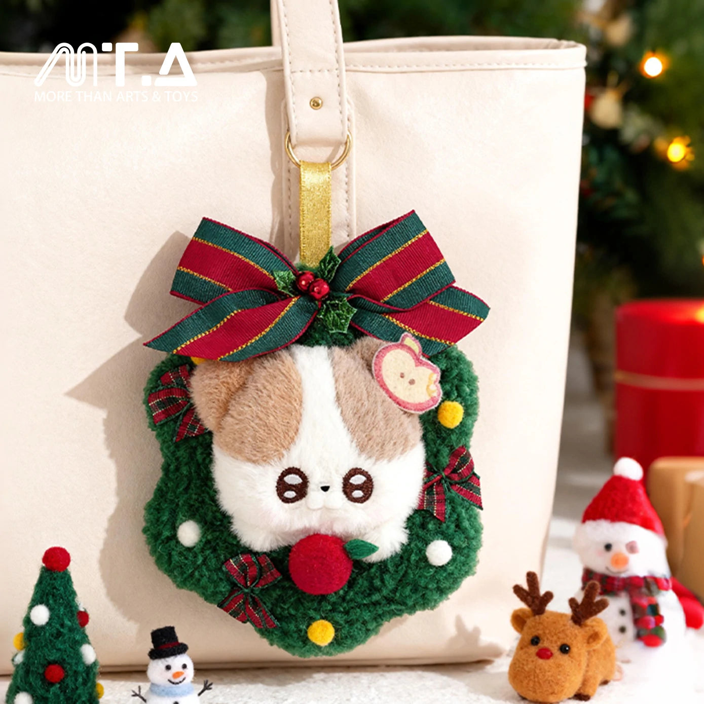 Handspupu Christmas Eve Series Wreath Puppy Plush Pendant