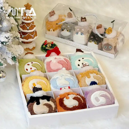 Christmas Carol Cat Swiss Roll Plush