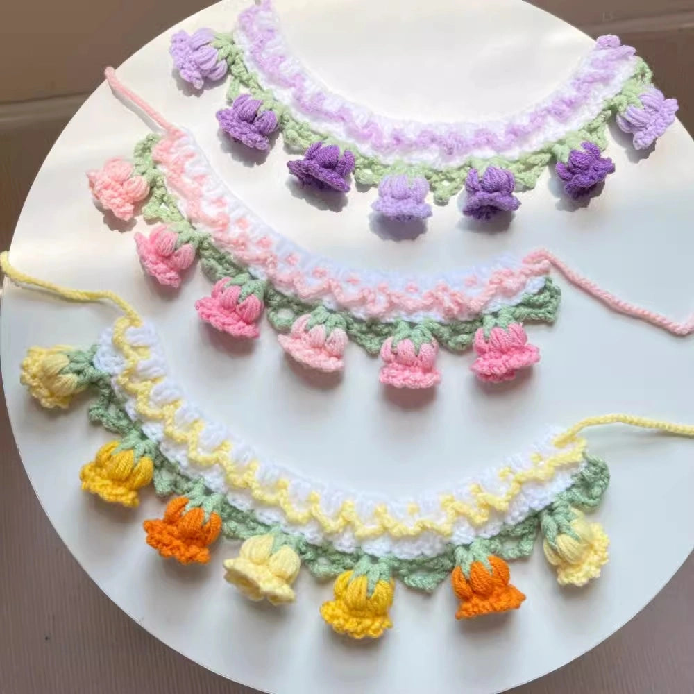 Colorful Crochet Bib Collar for Plushies & Small Pets
