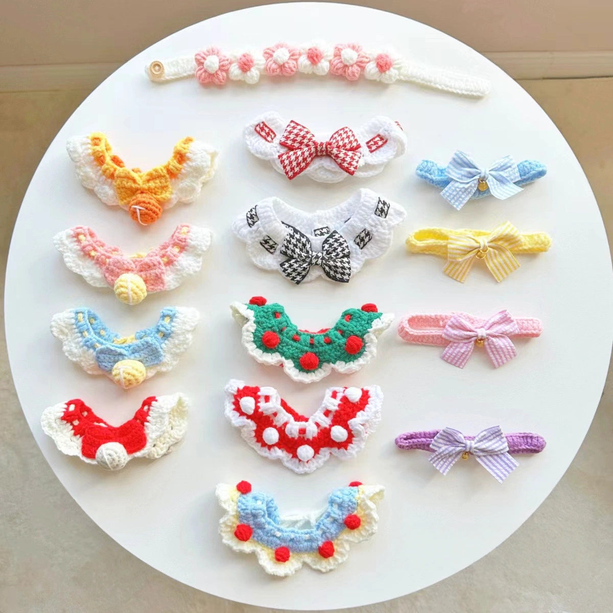 Colorful Crochet Bib Collar for Plushies & Small Pets
