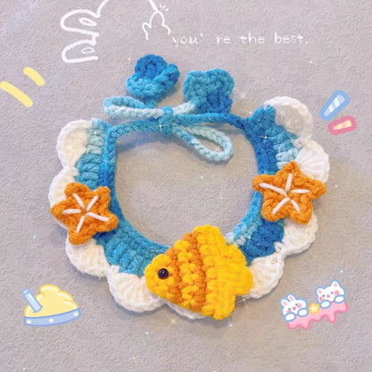 Colorful Crochet Bib Collar for Plushies & Small Pets