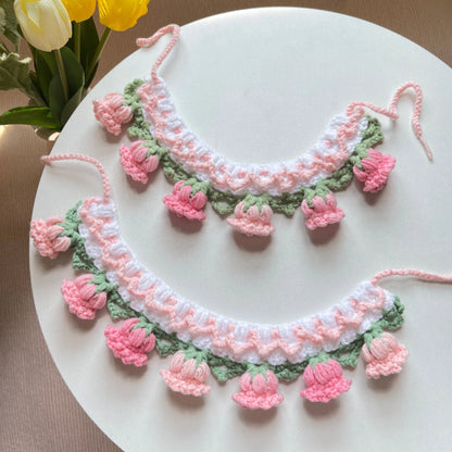 Colorful Crochet Bib Collar for Plushies & Small Pets
