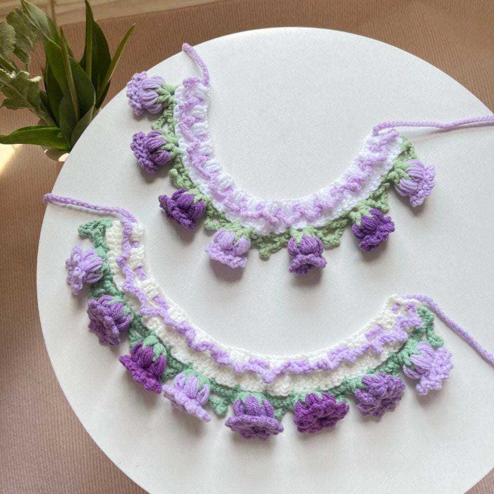 Colorful Crochet Bib Collar for Plushies & Small Pets