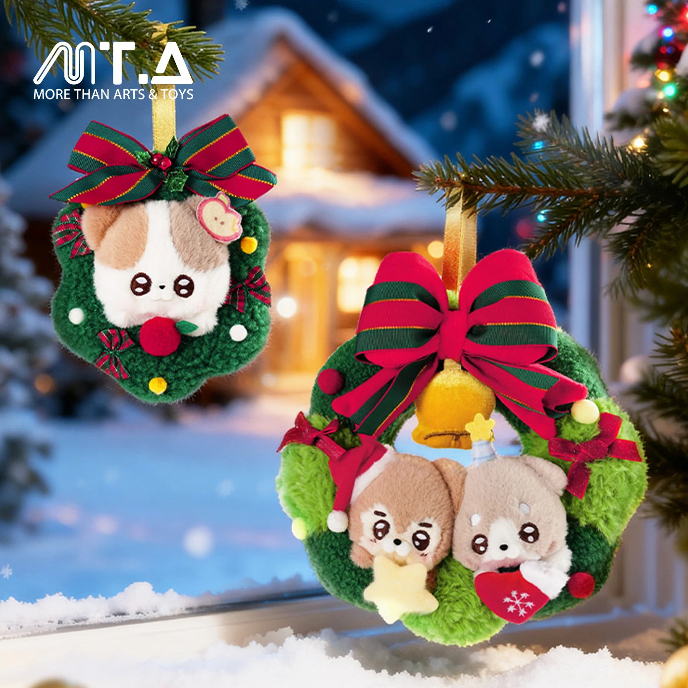 Handspupu Christmas Eve Series Wreath Puppy Plush Pendant