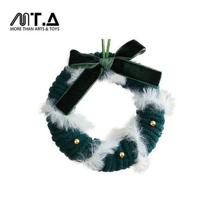 Plush Christmas Atmosphere Wreath with Ribbon Bow & Bells